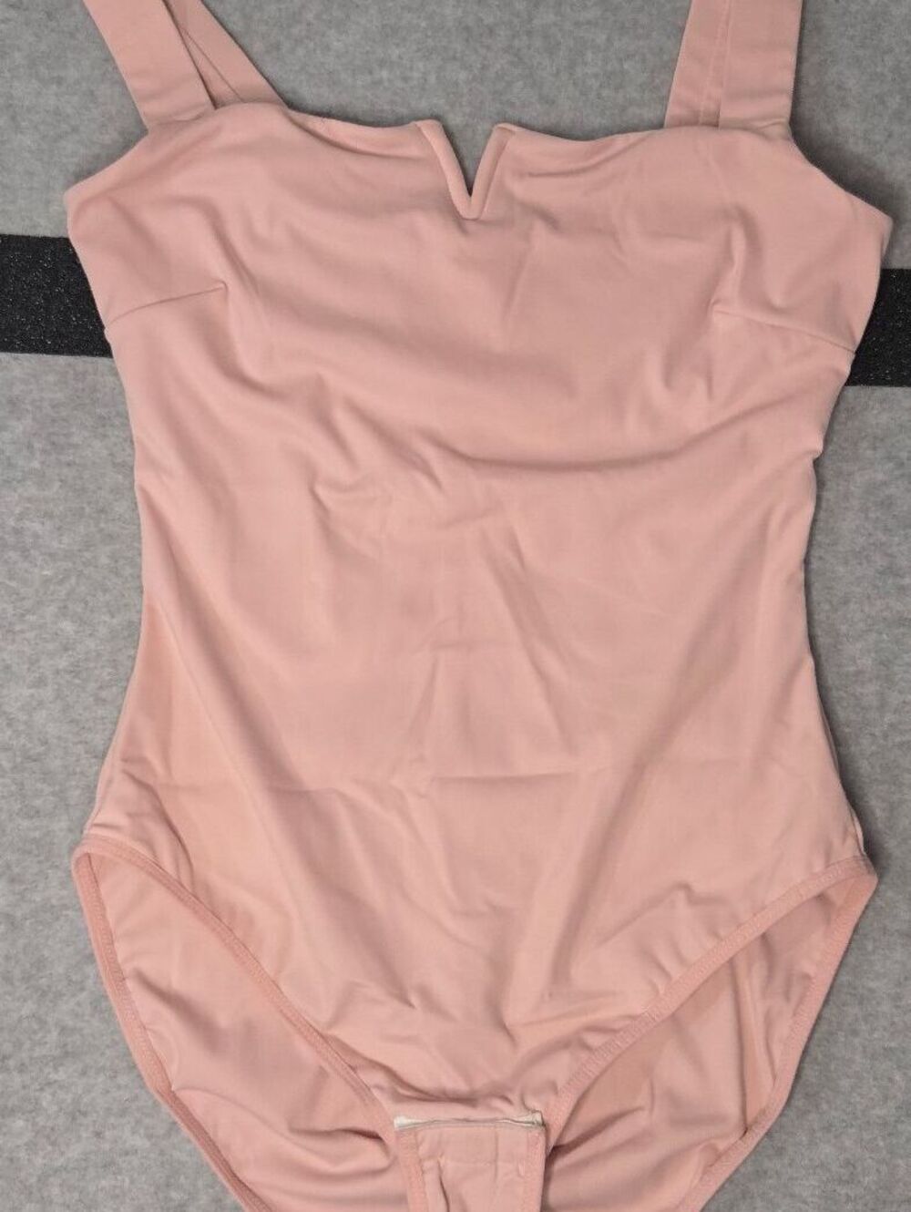 Pink One-Piece with Wide Straps and V-Notch Neckline